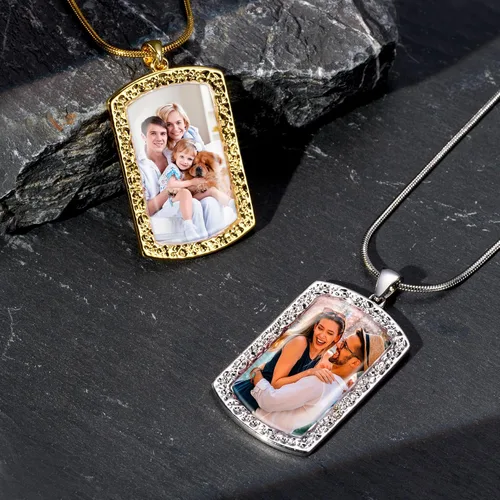 Vista 3 de Fanery sue Collar personalizado con etiqueta de perro para hombres y mujeres, collar conmemorativo con imagen, colgante grabado con foto
