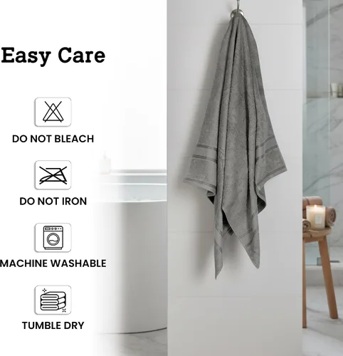 Vista 7 de Casa Lino Juego de 4 toallas de baño color gris plateado (54 x 27 pulgadas), toallas de baño grandes, toallas de baño 100% algodón para baño