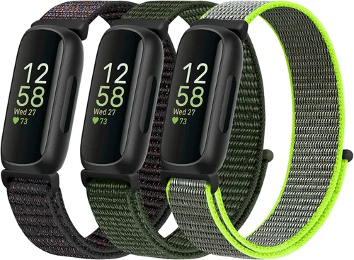 Vista 8 de Bandas de Nylon Compatibles con Fitbit Inspire 3/Inspire 2/Inspire/Inspire HR/Ace 3/Ace 2, Correas de Repuesto Deportivas Transpirables Suaves Negro