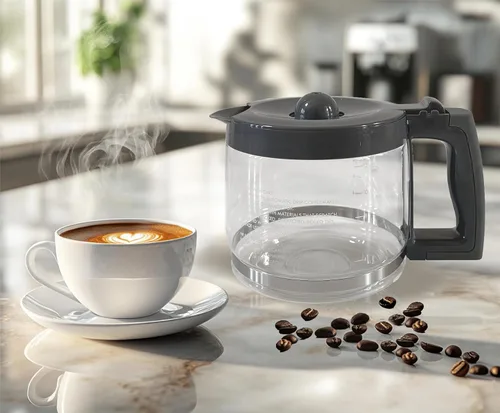 Vista 6 de Jarra de repuesto para cafetera compatible con Kenmore 100.40707310, mango y tapa grises