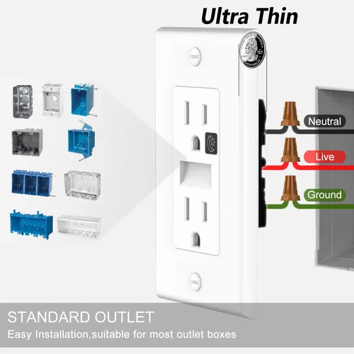 Vista 6 de SOZULAMP - Toma de corriente de 15 A con luz nocturna, LED de luz diurna, paquete de 4 Auto on/off daylight nightlight Glows through outlets