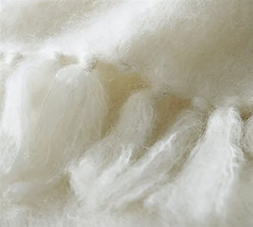 Vista 2 de BYB Nama Karoo - Manta de mohair cepillado a mano para niños, mantequilla de almendra (mezcla de lana)
