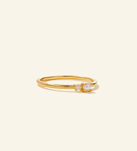 Vista 2 de 18K Gold Plated Pearl Ring, Wedding Band Thumb Ring for Women Girls Stackable