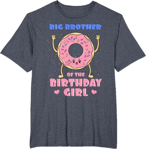 Vista 79 de Big Brother Of The Birthday Girl Donut Bday Party Bro Sib Camiseta, Negro, S