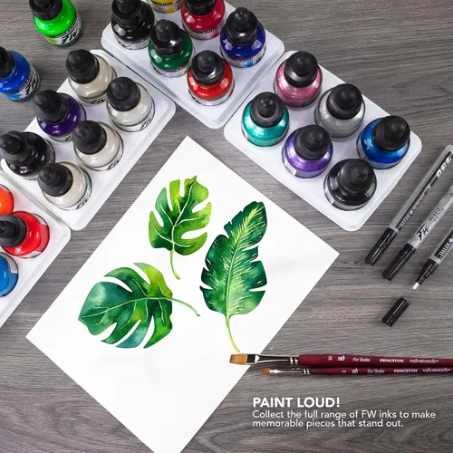 Vista 6 de Daler-Rowney FW - Botella de tinta acrílica nacarada, color plata perla, tinta de dibujo acrílica para artistas y estudiantes, tinta de caligrafía