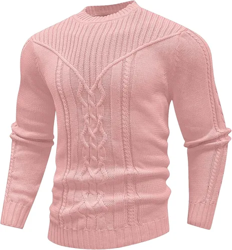 Vista 10 de SAVKOOV - Suéter de punto con cuello redondo y manga larga para hombre Verde Armada (ArmyGreen)