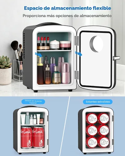 Vista 4 de Electactic Mini refrigerador de 4L/6 latas para encimera de dormitorio Negro