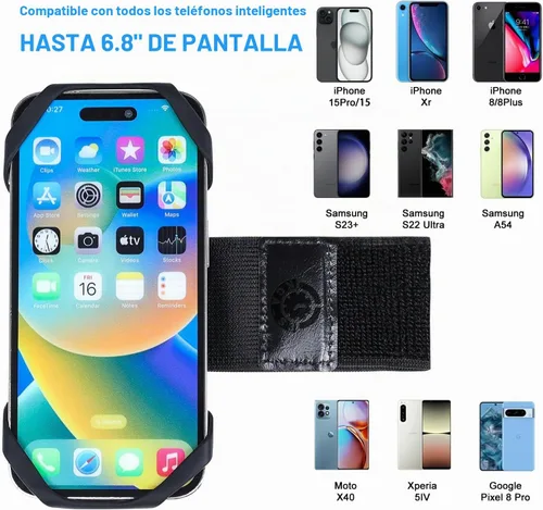 Vista 6 de Brazalete de soporte para teléfono a prueba de sudor, rotación de 360°, banda universal para correr iPhone 17 16 15 14 13 12 11 Pro Max Samsung