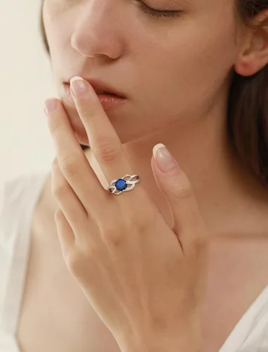 Vista 3 de YL Anillos de nudo celta de plata de ley 925, anillo trenzado con circonita cúbica infinito para mujer