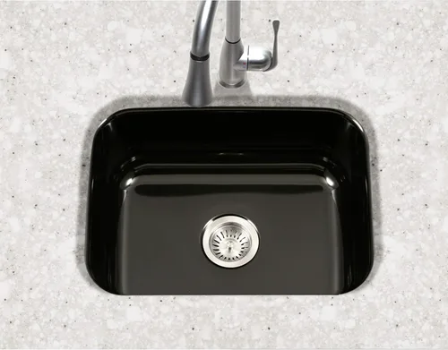 Vista 3 de Houzer Porcela PCS-2500 BL - Fregadero de cocina de acero esmaltado de porcelana negra de 23 pulgadas, duradero y versátil, esencial para el hogar