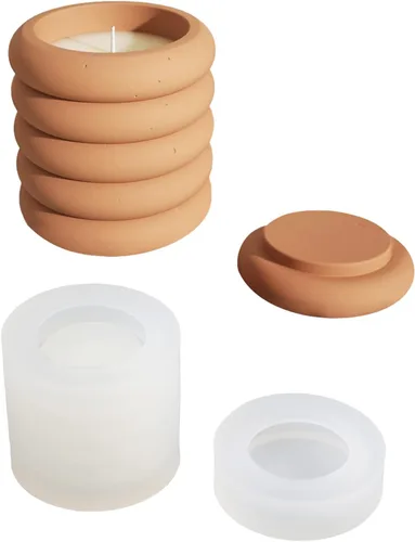 Vista 9 de BOOWAN NICOLE Molde de silicona para recipiente de vela para hormigón, moldes de maceta de tarro de vela, molde de silicona para bricolaje