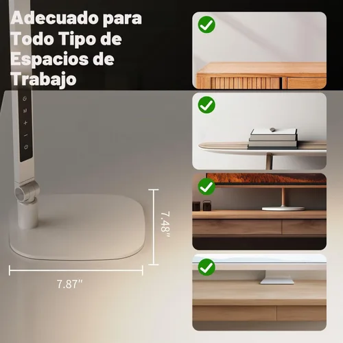 Vista 7 de Lámpara de escritorio LED para oficina en casa, luz de escritorio para videollamada, luz de computadora de 3 temperaturas de color y 10 niveles
