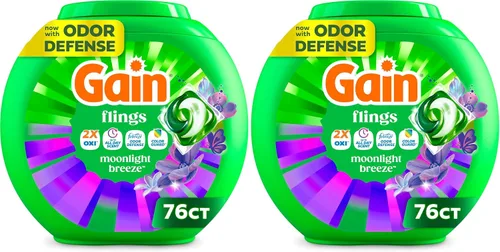 Vista 19 de Gain Flings - Paquete de detergente para ropa, 42 unidades, aroma Moonlight Breeze, paquetes de detergente HE 3 en 1 con Oxi Boost y Febreeze