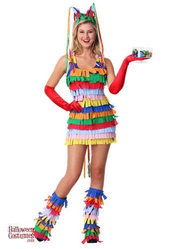 Vista 3 de Disfraz Sexy Piñata para Mujer Talla Plus Multicolor