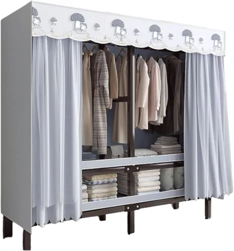 Vista 20 de Armarios grandes plegables de 0.984 in/1 pulgada de tubo de acero para ropa, estantes de almacenamiento para dormitorio, armario grande portátil