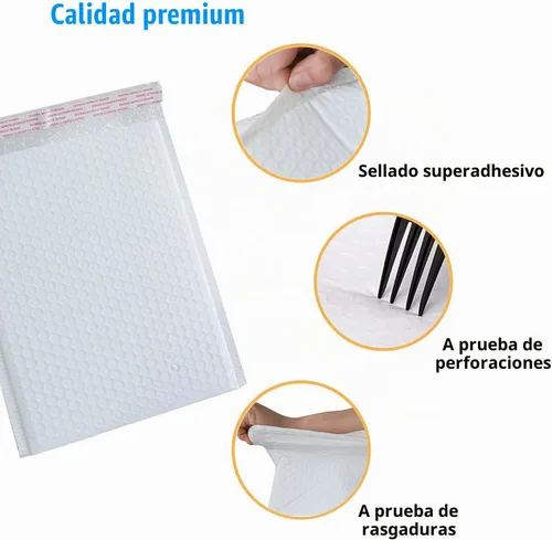 Vista 4 de Immuson Sobres blancos de burbujas de polietileno de 8.5 x 11 pulgadas, 25 bolsas de envío autoselladas, bolsas de embalaje, sobres acolchados
