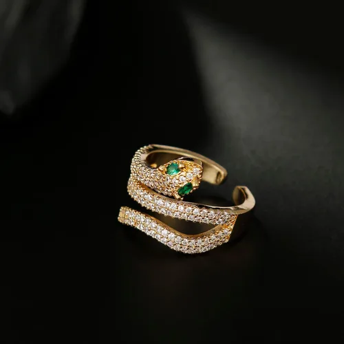Vista 4 de Winssigma Anillo de serpiente para mujer, anillo de mariposa, anillos de pantera, anillo de cabeza de leopardo, anillo ajustable, Metal