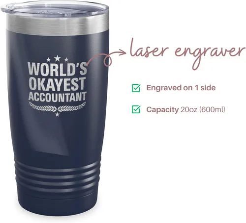 Vista 2 de World's Okayest Accountant - Vaso de regalo para compañeros de trabajo, regalo para miembros de la familia, regalos de Navidad, tazas de café