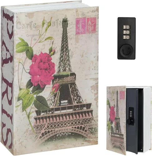 Vista 20 de Decaller Caja fuerte para libros con cerradura de llave, caja secreta de metal oculta para seguridad del hogar, dinero y joyas, 9.5 x 6.2 x 2.2