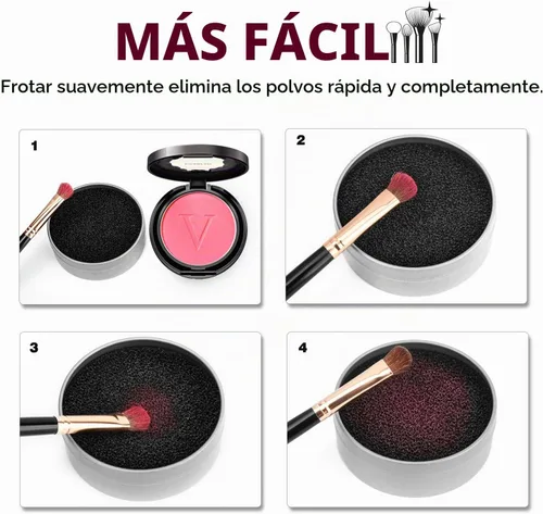 Vista 3 de Luxspire Esponja limpiadora de brochas de maquillaje seco, color plateado