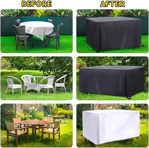 Vista 2 de Juego de muebles de patio, fundas para sofá seccional al aire libre, impermeables, resistentes a los rayos UV, rectangular, para muebles de jardín