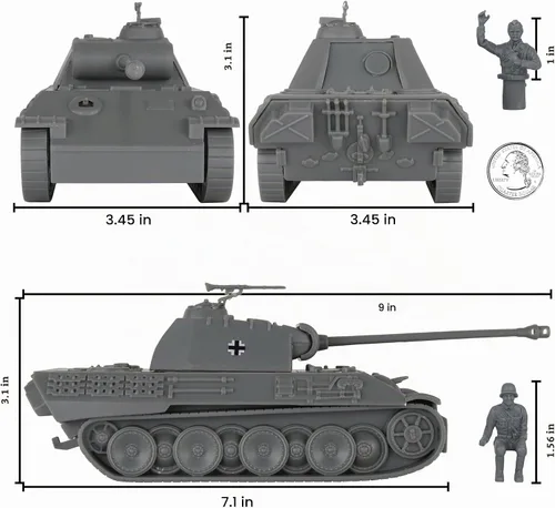 Vista 2 de BMC CTS WW2 German Panther V Tanque - Gris 1:38 Ejército de Plástico Hombres Vehículo Militar Gris carbón