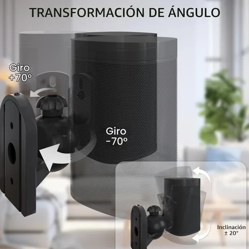 Vista 4 de WALI Soporte de altavoz de sonido envolvente pequeño con ángulo de Negro