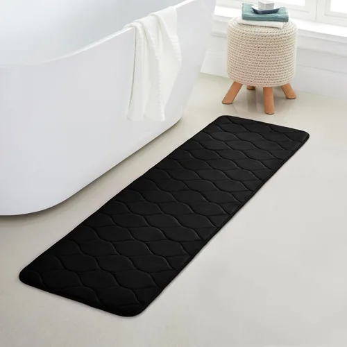 Vista 14 de Yafa Home Fashion 1 alfombra de baño de 17 x 24 pulgadas, espuma viscoelástica, absorbente de agua y antideslizante, color negro