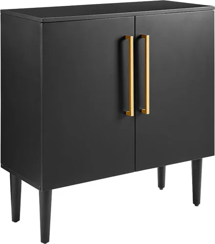 Vista 5 de Crosley Furniture Everett Accent - Armario de almacenamiento, soporte para tocadiscos, soporte para discos de vinilo, negro mate