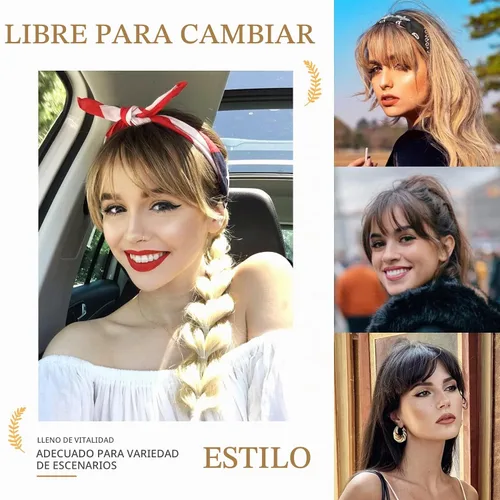Vista 5 de Flufymooz Flequillo con clip, 100% cabello humano, extensiones de clip de cabello, flequillo con clip, flequillo francés, flequillo francés