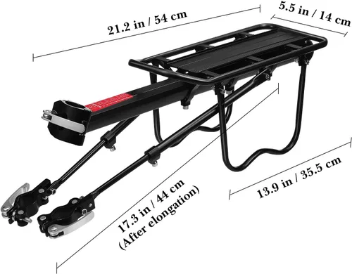 Vista 4 de HANABASS 1 Unidades de soporte de carga para bicicleta, soporte trasero ligero con liberación rápida flexible de montaje guardabarros