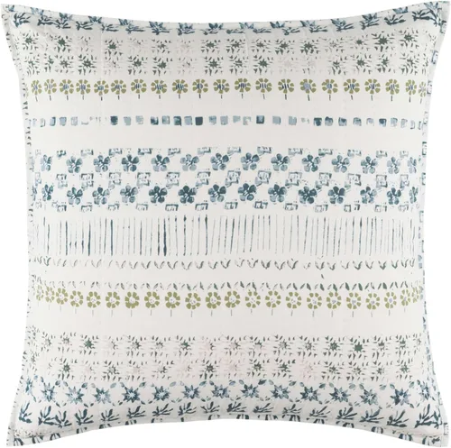 Vista 4 de Pine Cone Hill Funda de almohadón de Hawthorn de tamaño estándar, neutro, patrón floral gris/marfil