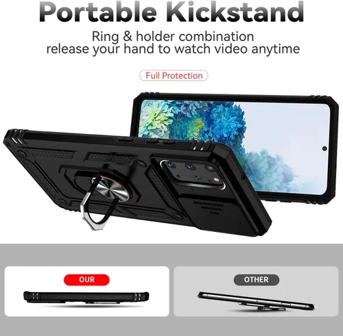 Vista 7 de Funda para Samsung Galaxy S20 Plus con cubierta para lente de cámara, protector de pantalla HD, resistente a caídas de grado militar, soporte