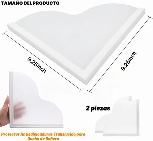 Vista 3 de Protector de salpicaduras de bañera extraíble, paquete de 2 protectores contra salpicaduras de agua para bañera, base de silicona y protectores