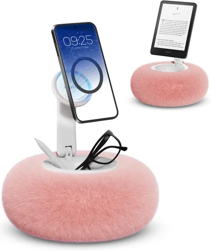 Vista 9 de Viozon Soporte de teléfono para cama, soporte de almohada magnético, compatible con teléfono/Kindle de 4-7" con almacenamiento pequeño, base
