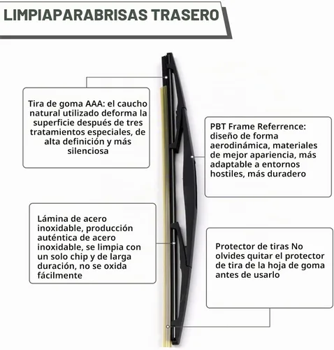 Vista 5 de Juego de tuercas de brazo y escobilla de limpiaparabrisas trasero - Repuesto para Honda Pilot 2003-2008, conjunto de limpiaparabrisas trasero