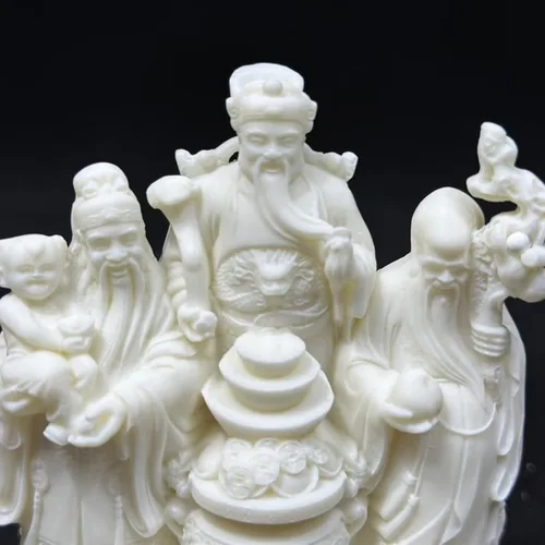 Vista 4 de Estatuas de Fu Lu Shou, estatua china de Dios de la suerte Fuk LUK Sau, decoración de oficina en casa, Feng Shui, tres dioses para la felicidad