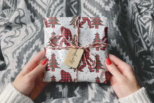 Vista 8 de Papel de regalo de lujo de Navidad con diseño de pie grande, papel de regalo grueso para árbol de Navidad, decoración de Navidad Sasquatch