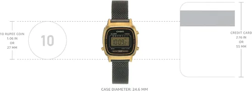 Vista 3 de Casio LA670WEMB-1DF Reloj digital de cuarzo negro de acero inoxidable para mujer