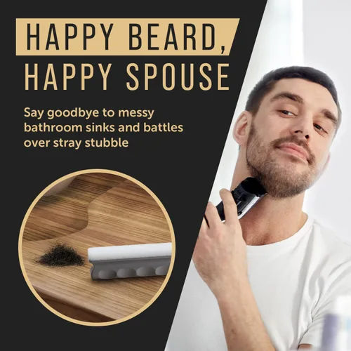 Vista 2 de Maplefield Herramienta de limpieza para barra de barba, mango de madera y esponja suave, esponja de limpieza de cabello, fácil de ordenar y colectar