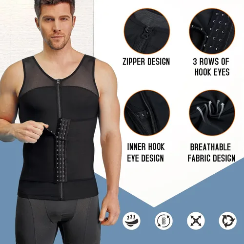 Vista 2 de TAILONG Camisetas de compresión para hombre con control de abdomen