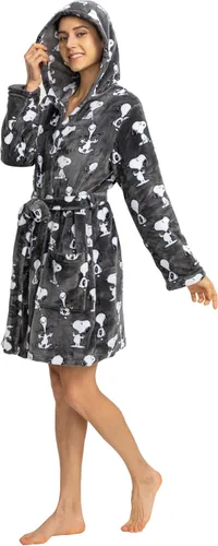 Vista 9 de Berkshire Blanket Peanuts® Snoopy VelvetLoft® - Batas suaves y ligeras para mujer, bata corta con capucha con bolsillos, regalos para mujer Peanuts
