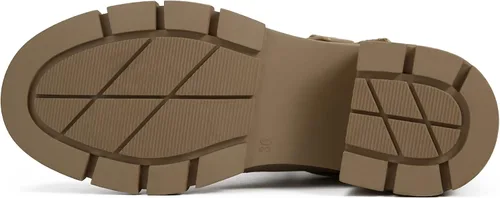 Vista 5 de REDTOP Botas de combate para mujer con suela de lengüeta gruesa, botas de tobillo con cordones y hebilla casual