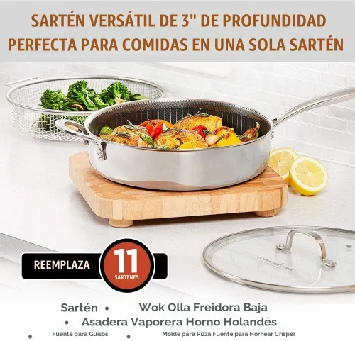 Vista 2 de Copper Chef Titan Fry, 9.5 pulgadas con sartén de 8 pulgadas, acero inoxidable