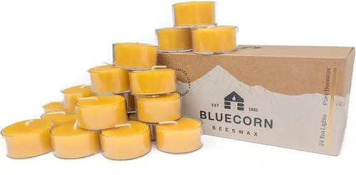Vista 11 de Bluecorn Beeswax, velas 100 % cera de abeja, color marfil