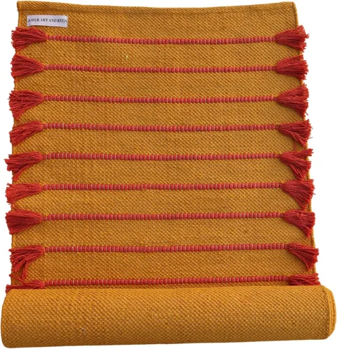 Vista 25 de Jaipur Art & Rugs - Alfombra de yoga de algodón, respetuosa con el medio ambiente, tejida a mano, gruesa (0.945 x 2.835 x 0.197 in)