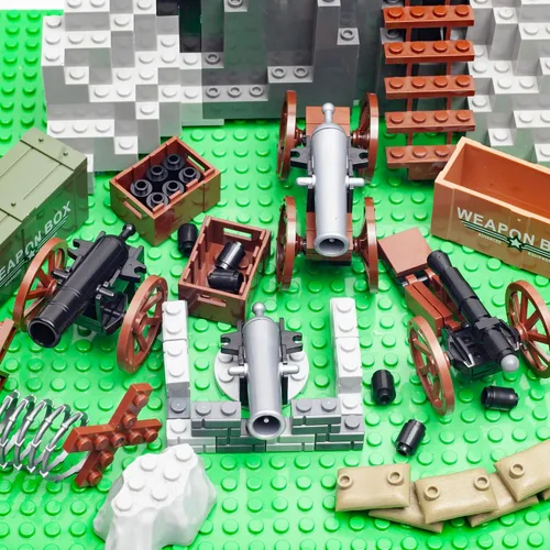 Vista 6 de Medieval Warfare Cannon 2, paquete de armas militares, figuras de soldados de juguete, minifigura de juguete compatible con las principales marcas