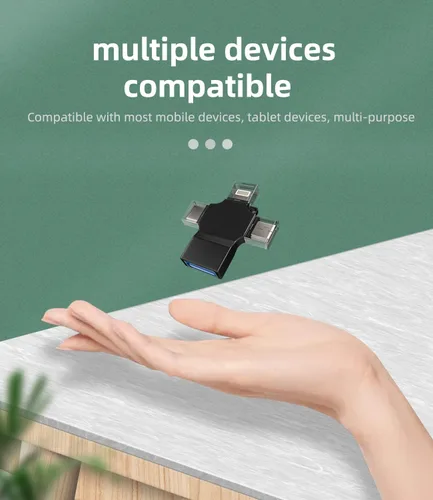 Vista 7 de Adaptador USB OTG 3 en 1 USB-A 3.0 hembra a tipo C Micro Lightning macho compatible con Apple Iphone15 Ipad Pro Air Min 14 13 12 LG Android