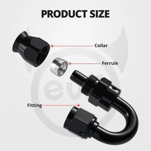 Vista 2 de EVIL ENERGY 6AN PTFE montaje extremo manguera montaje 180 grados negro para manguera de PTFE solamente 2PCS
