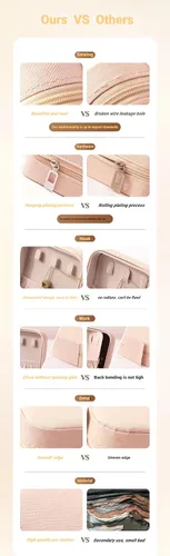 Vista 6 de Sazfli Joyero de viaje, pequeñas cajas organizadoras de joyas, estuche de joyería portátil para mujeres y niñas, de piel sintética, mini organizador